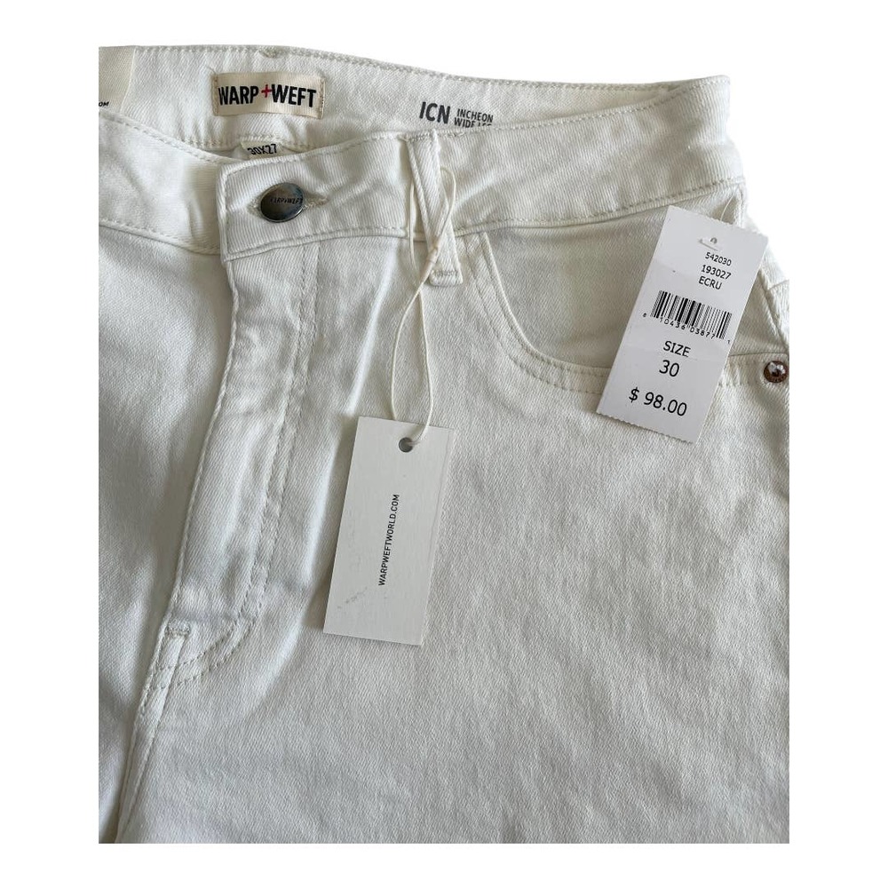 Warp + Weft Regular Wide-Leg High-Rise Jeans White Size US 30 - Picture 4 of 6